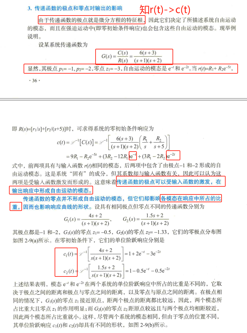 1、传函极点和零点对输出响应影响