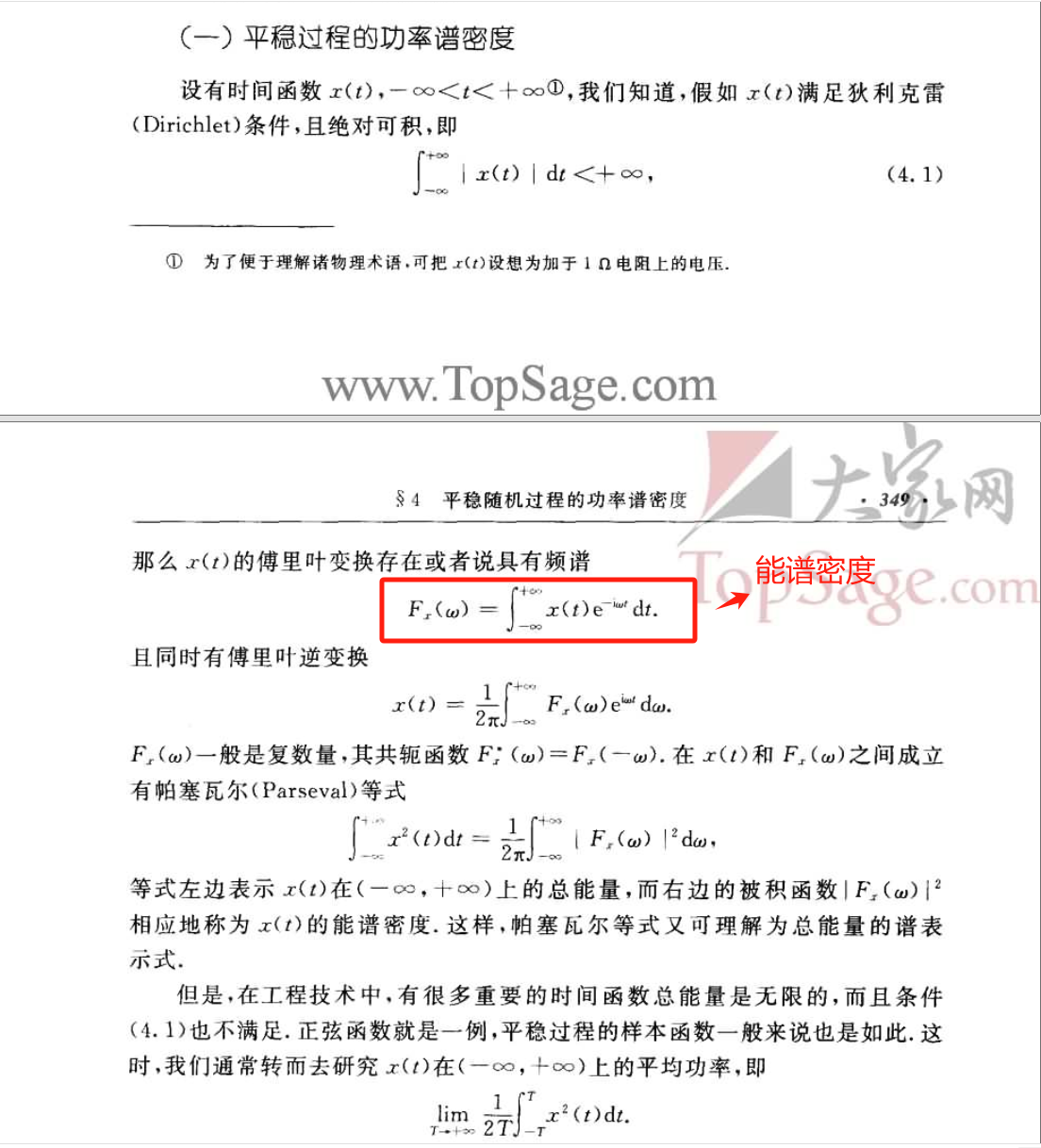 2、平稳过程的功率谱密度